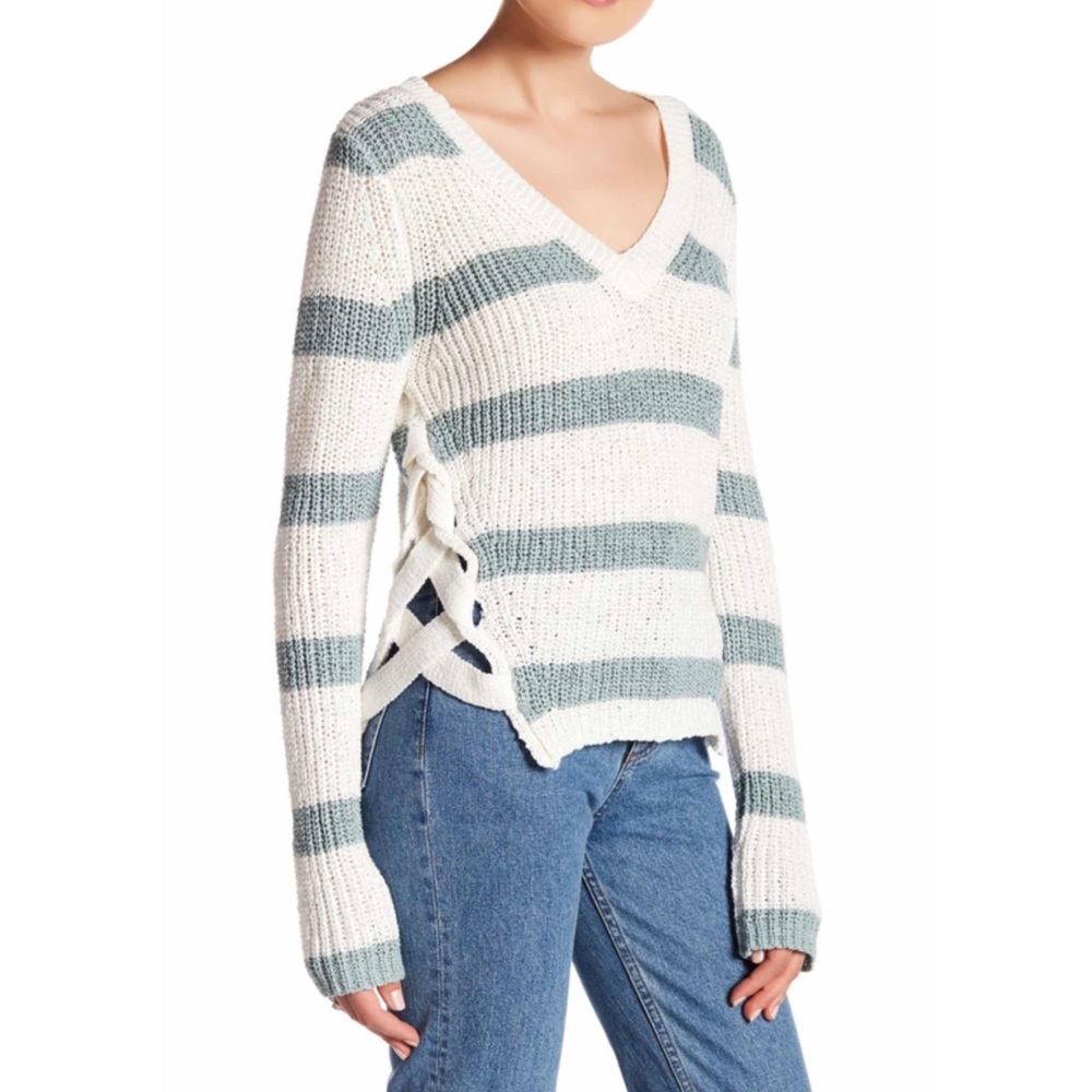 Fate Striped Lace-Up Sweater